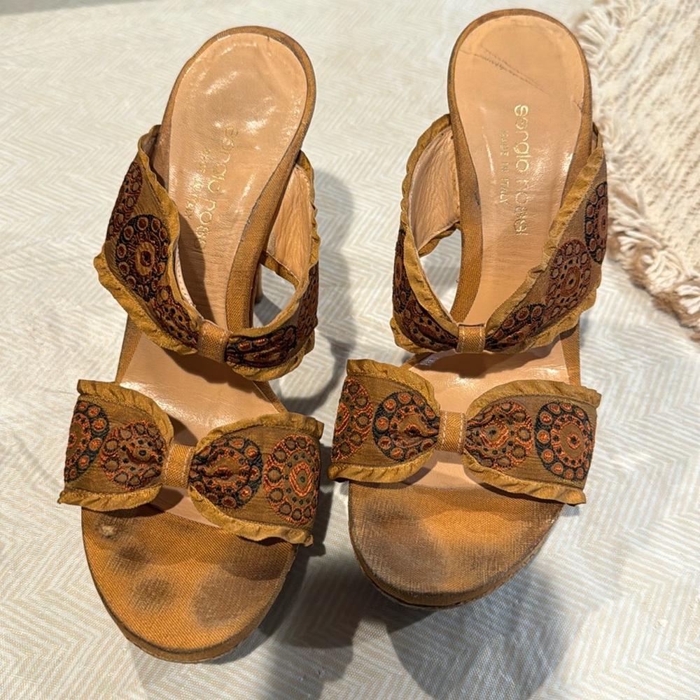 Sergio Rossi Slip On Sandal Heels Medallion 37.5